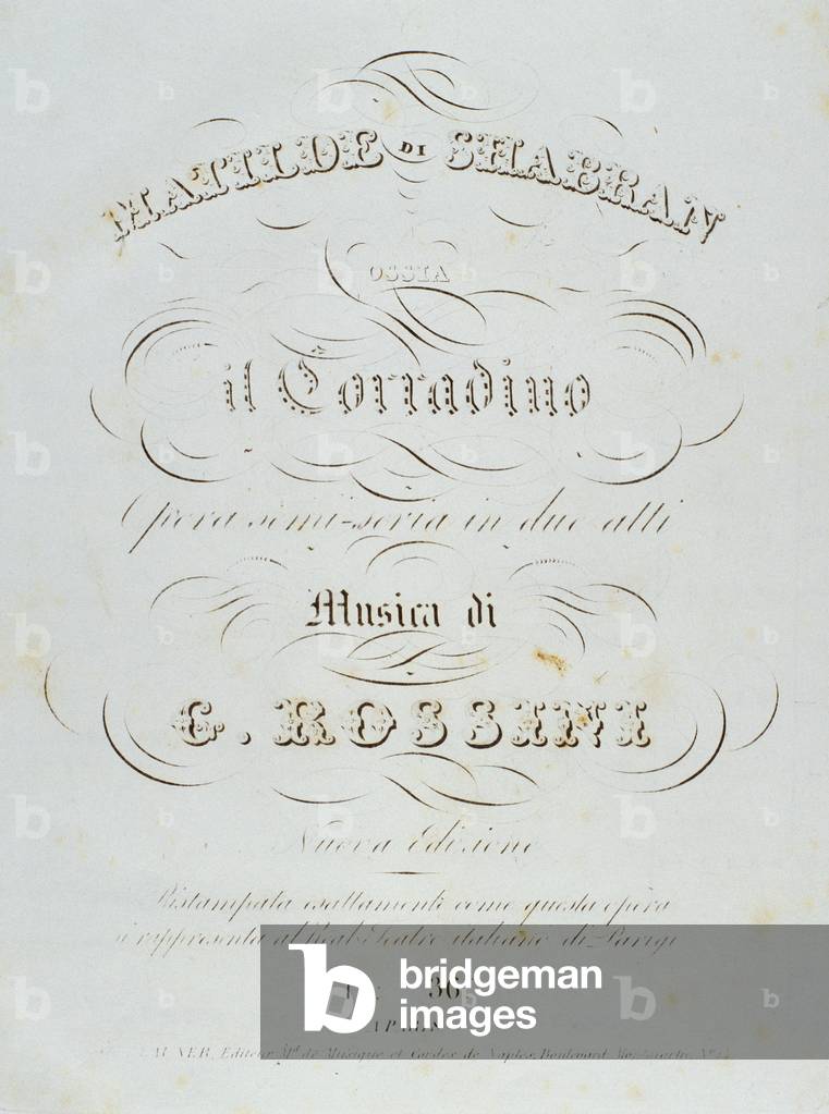 Gioachino Rossini 's melodramma giocoso 'Matilde di Shabran' - title page