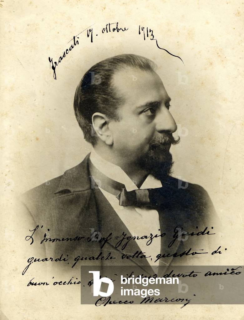 Francesco Marconi portrait with autograph, 1913 (signed 'Checco Marconi')