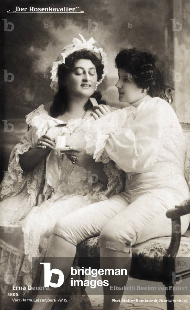 Elisabeth Boehm van Endert , German soprano, with Erna Denera in Richard Strauss 's opera 'Der Rosenkavalier'