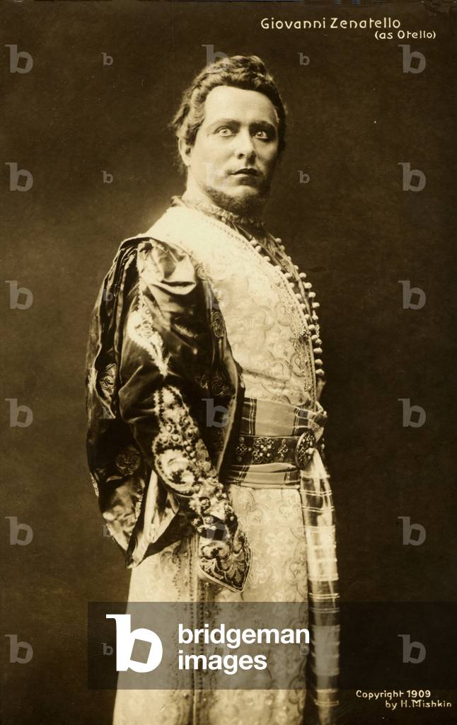Giovanni Zenatello, Italian tenor, as Otello in Verdi's opera 'Otello', 1909 production (postcard)