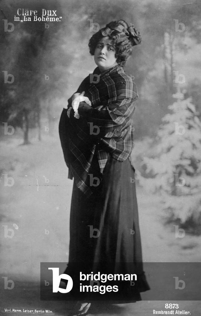 Claire Dux - portrait of the Polish soprano in role  in La Boheme  by Puccini as Mimi 2 August 1885 - 8 October 1967