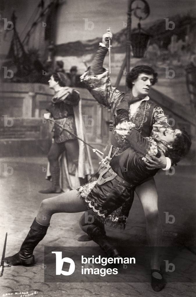 Scene from Romeo and Juliet with Matheson Lang  as Romeo and Halliwell Hobbes as Tybalt