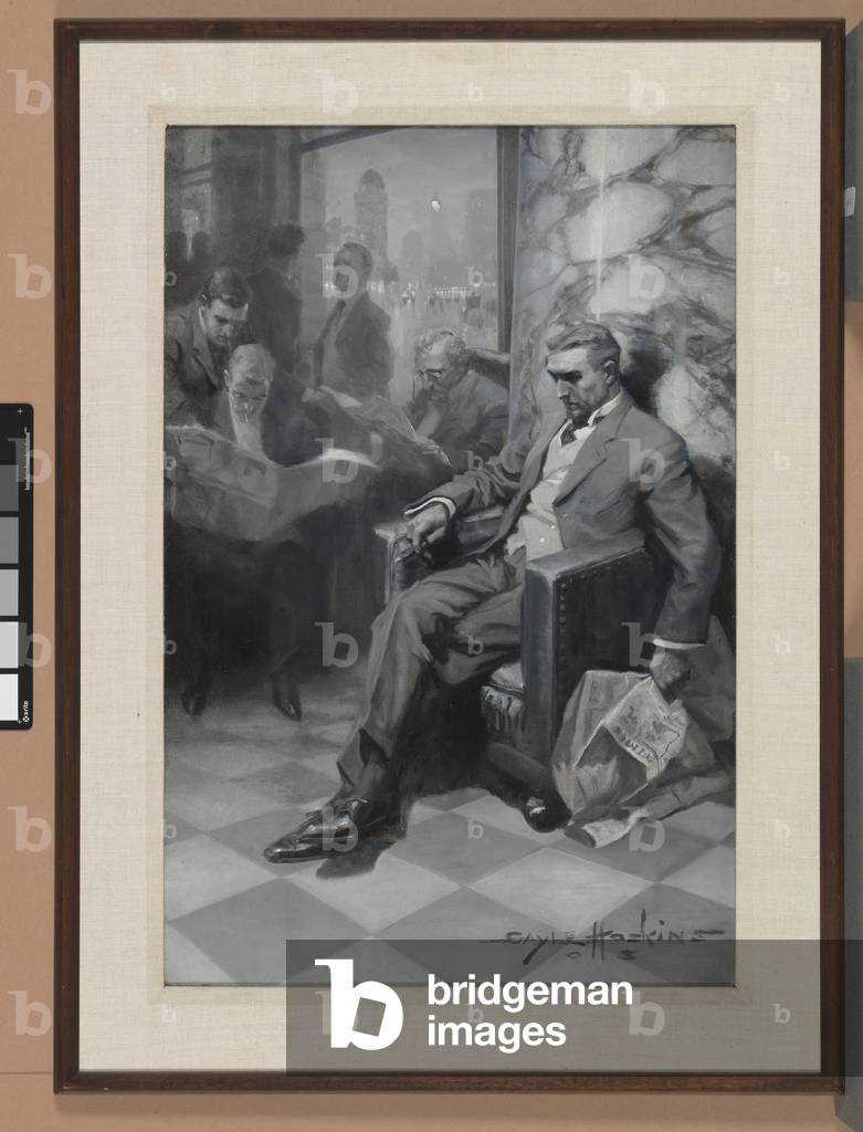The Papers Slipped Unheeded from Dickman's Grasp, 1908 (oil on canvas)