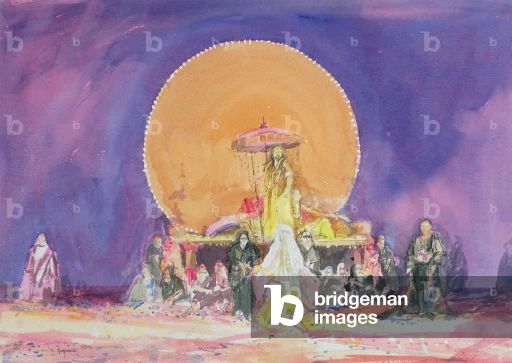 Bild von Zeichnung "Szene aus 'The Pearl Fishers' (w/c auf Papier)", 20. Jahrhundert von Mary Jackson