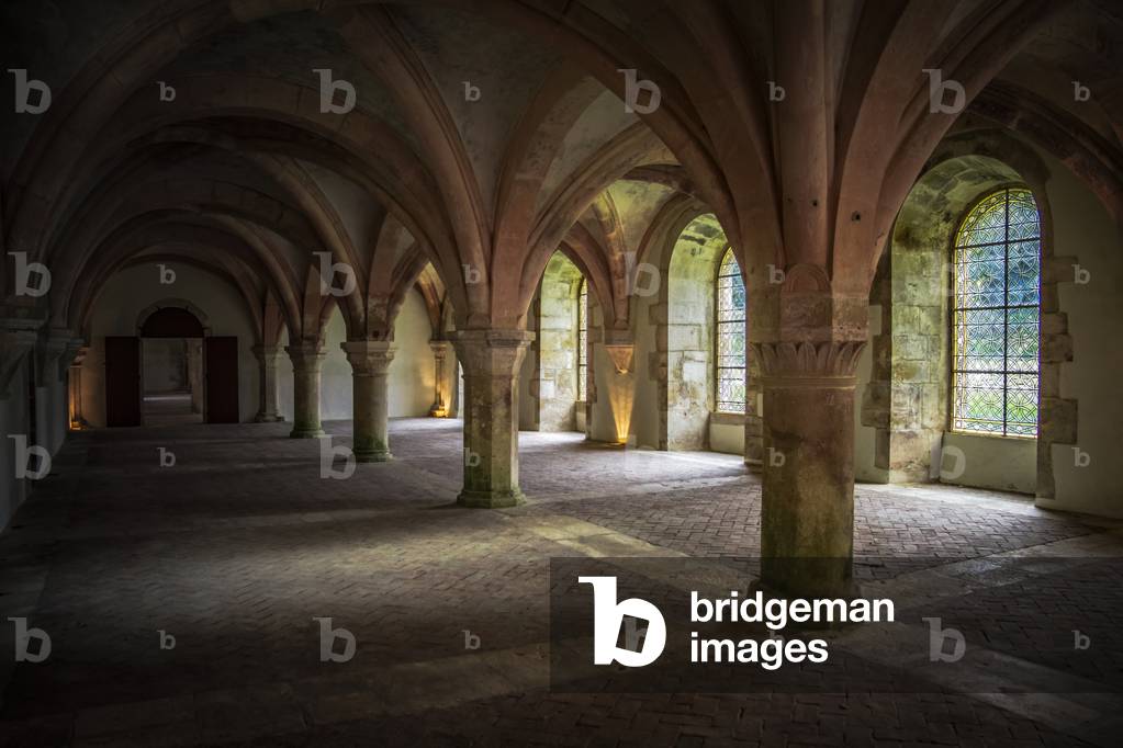 Chapter Hall of Fontenay Abbey, Burgundy, France (photo)