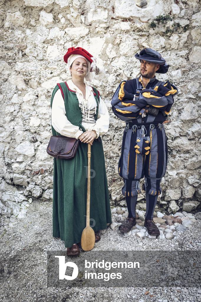 Civil and military customs and customs: Portrait of archibugere and food., Castel Beseno, Trento, Italy (photo)
