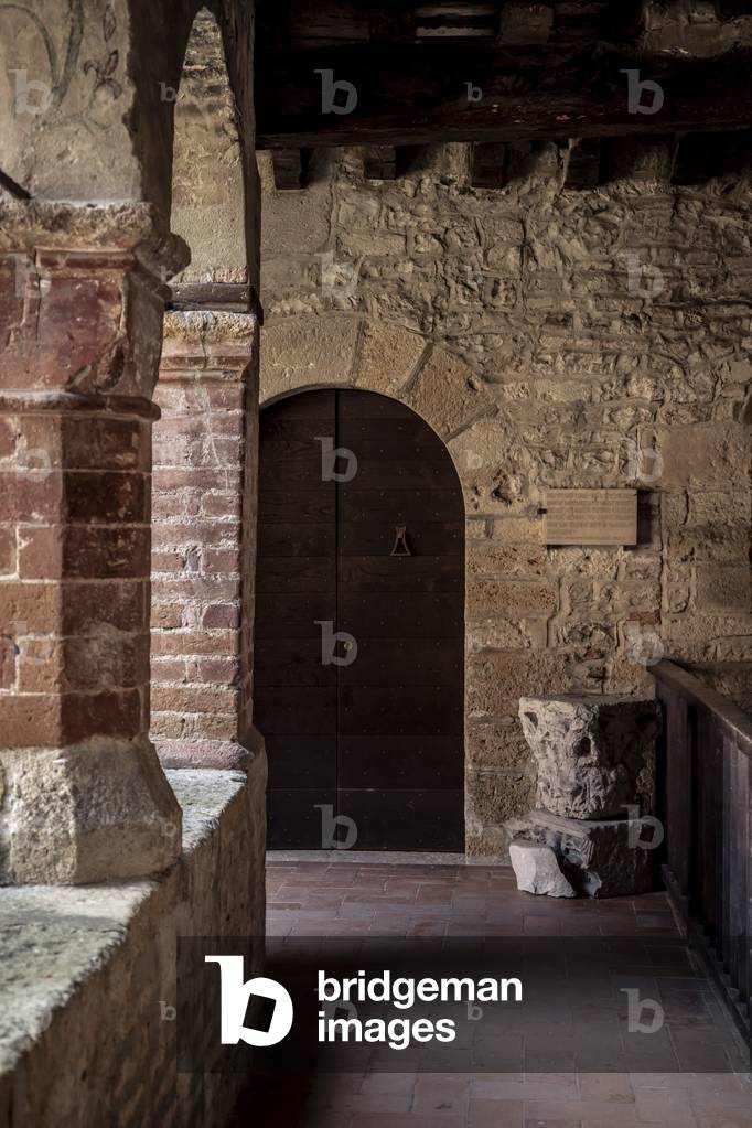 cloister 14th century, Castell'Arquato, Piacenza, Emilia Romagna, Italy, 2020 (photo)