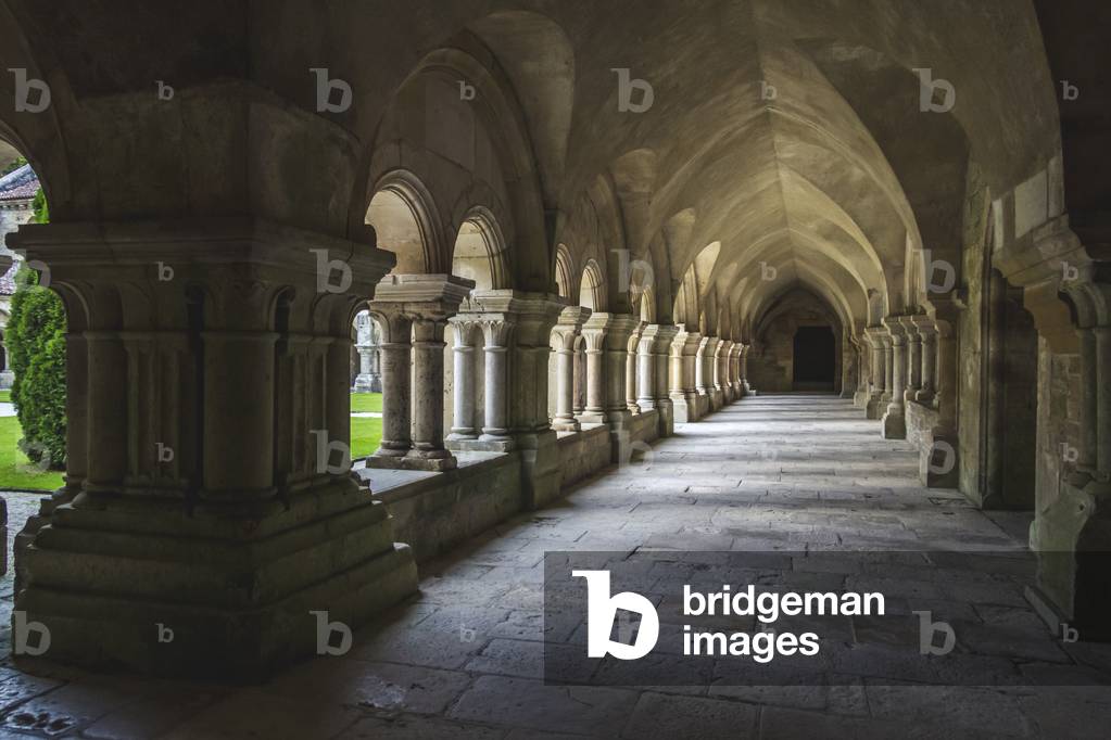 Cloister of Fontenay Abbey, Burgundy, France (photo)