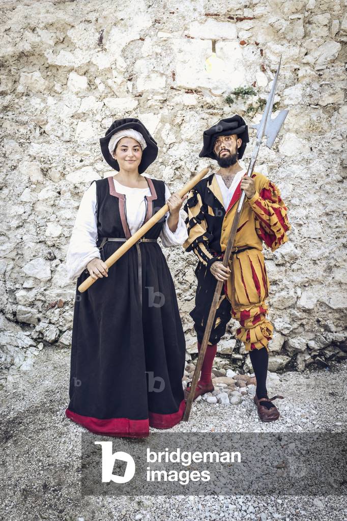 Civil and military customs and customs: Portrait of infantry and food, Castel Beseno, Trento, Italy (photo)