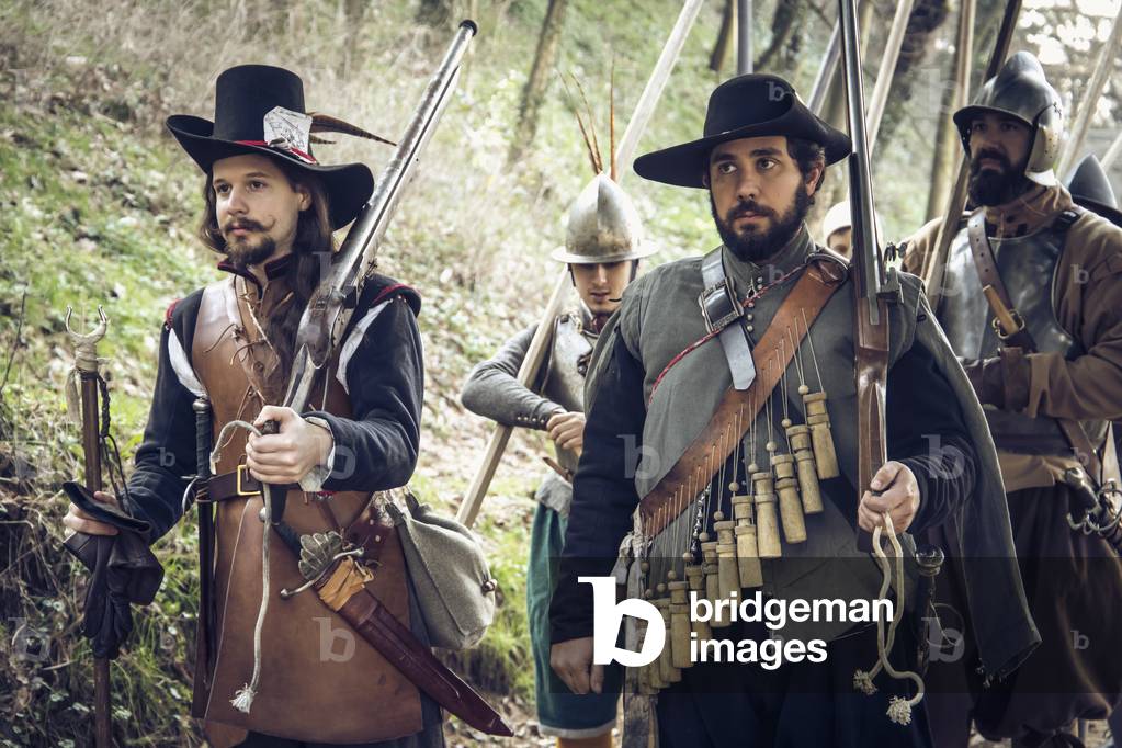 Column of archebugiers and pikekeepers, Thirty Years Wars: armies operating in Italy, Novi Ligure, Piedmont, Italy (photo)