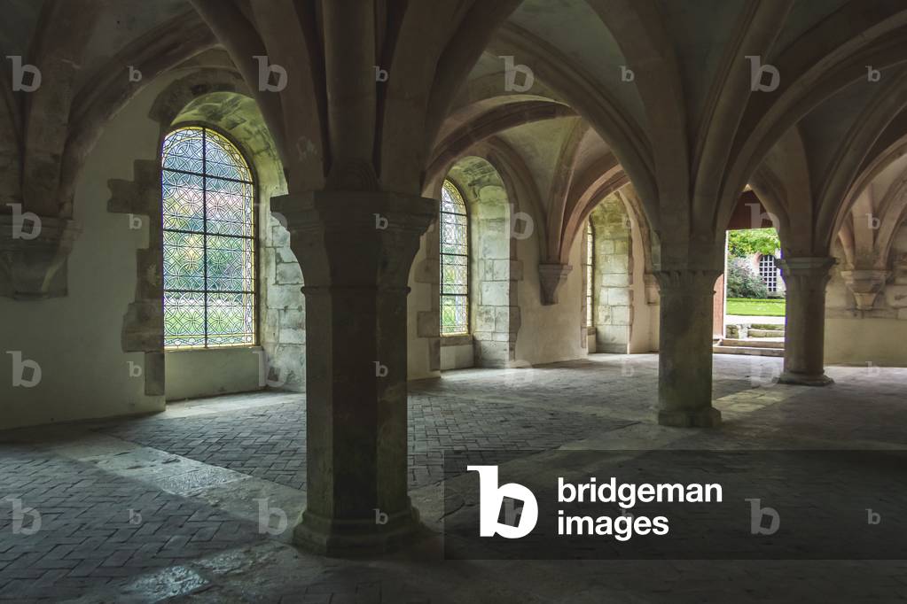Chapter Hall of Fontenay Abbey, Burgundy, France (photo)