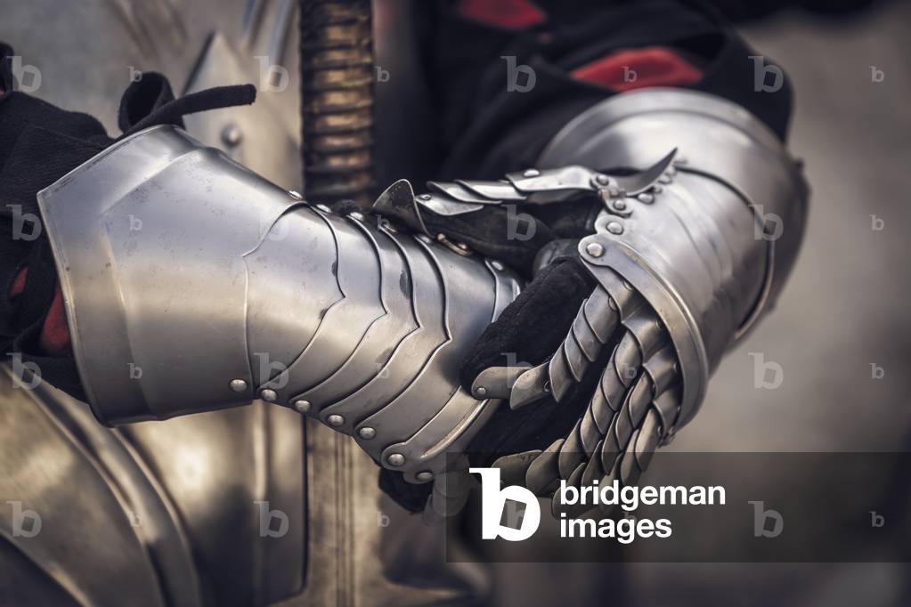 Civil and military customs and customs: Detail armor protection of hands., Castel Beseno, Trento, Italy (photo)