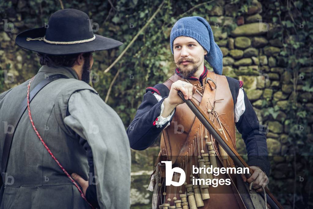 Arquebugeri training, Thirty Years Wars: armies operating in Italy, Novi Ligure, Piedmont, Italy (photo)