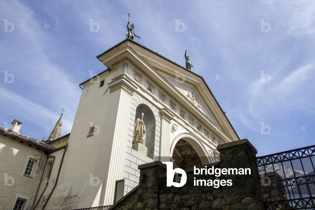 Cathedral Santa Maria Assunta, Neoclassical façade of 1848, Aosta, Valle D'Aosta, Italy (photo)