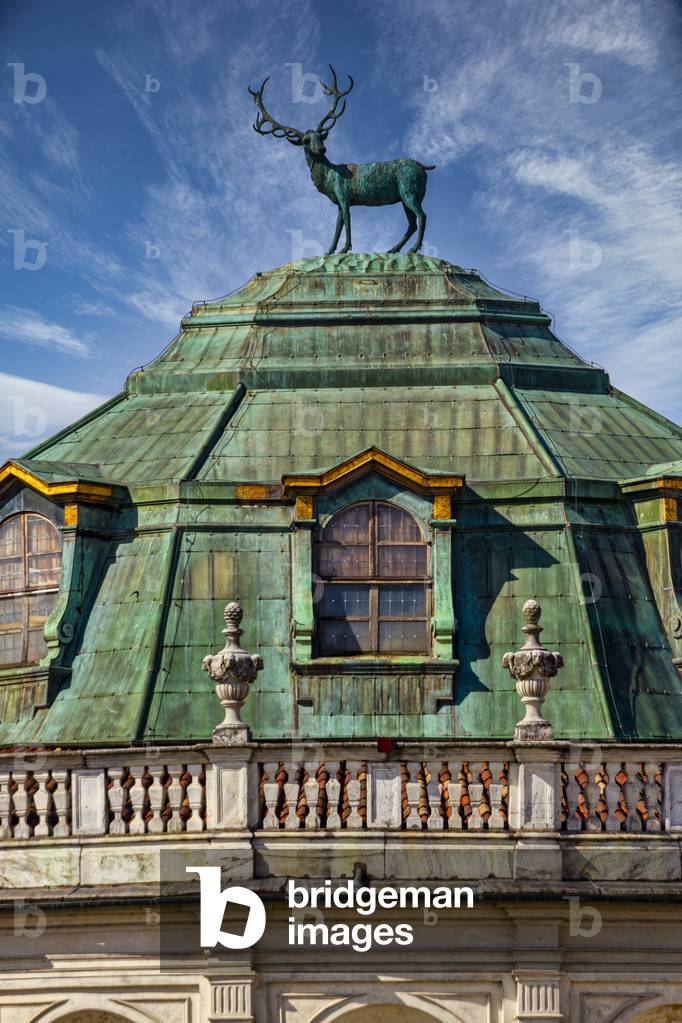 The dome of the central hall with the statue of the deer, Palazzina di Caccia di Stupinigi, Nichelino, Turin, Piedmont, Italy (photo)