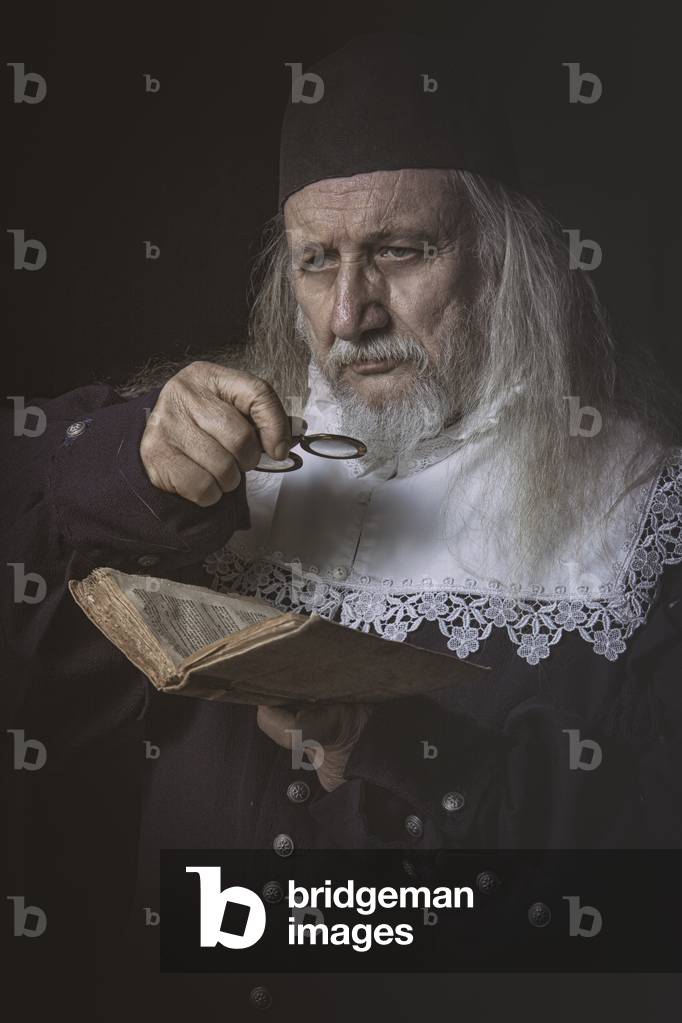 17th century, North Italy: country militia. Reconstructive hypothesis civil and military uses and customs. Portrait of cerusico, Verrua Savoia, Turin, Piedmont, Italy (photo)