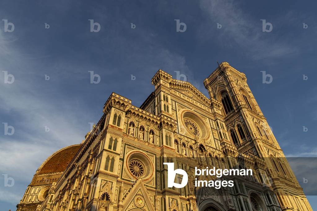 Duomo, Brunelleschi dome and bell tower by Giotto, Florence, Tuscany, Italy, 2020 (photo)