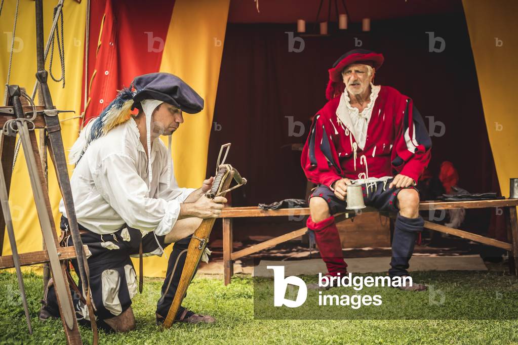 Civil and military customs and customs: Crossbow maintenance., Castel Beseno, Trento, Italy (photo)