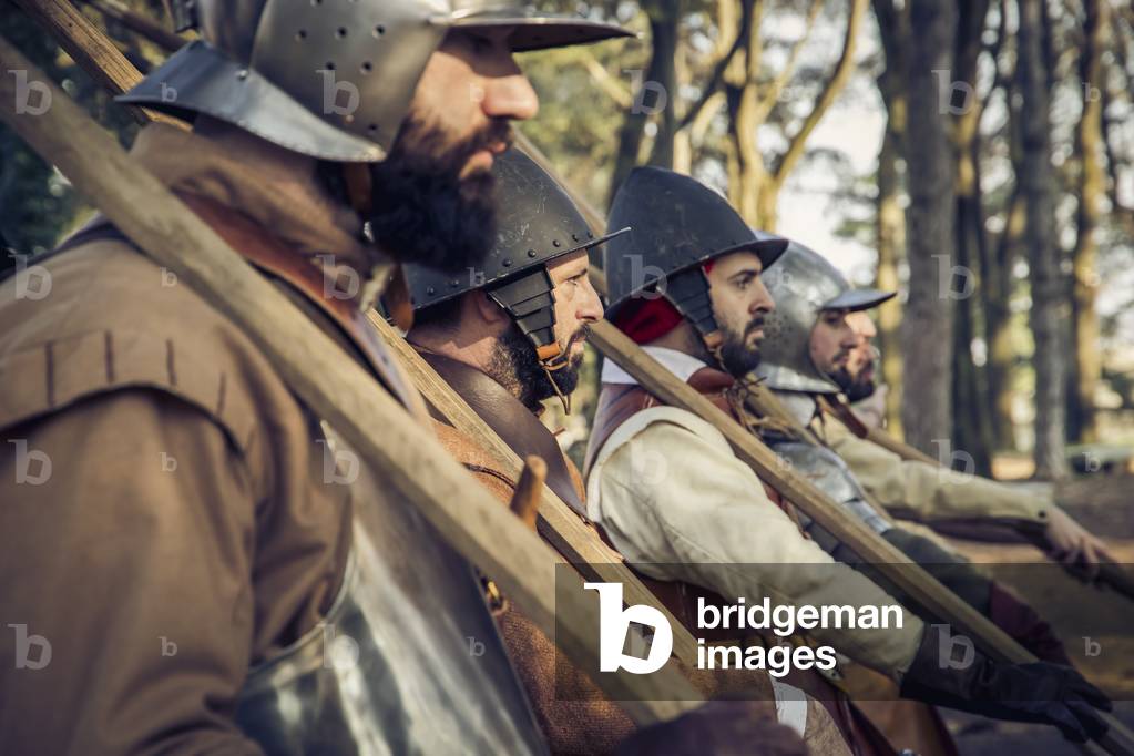 Pikeepers; training maneuvers, Thirty Years Wars: armies operating in Italy, Novi Ligure, Piedmont, Italy (photo)