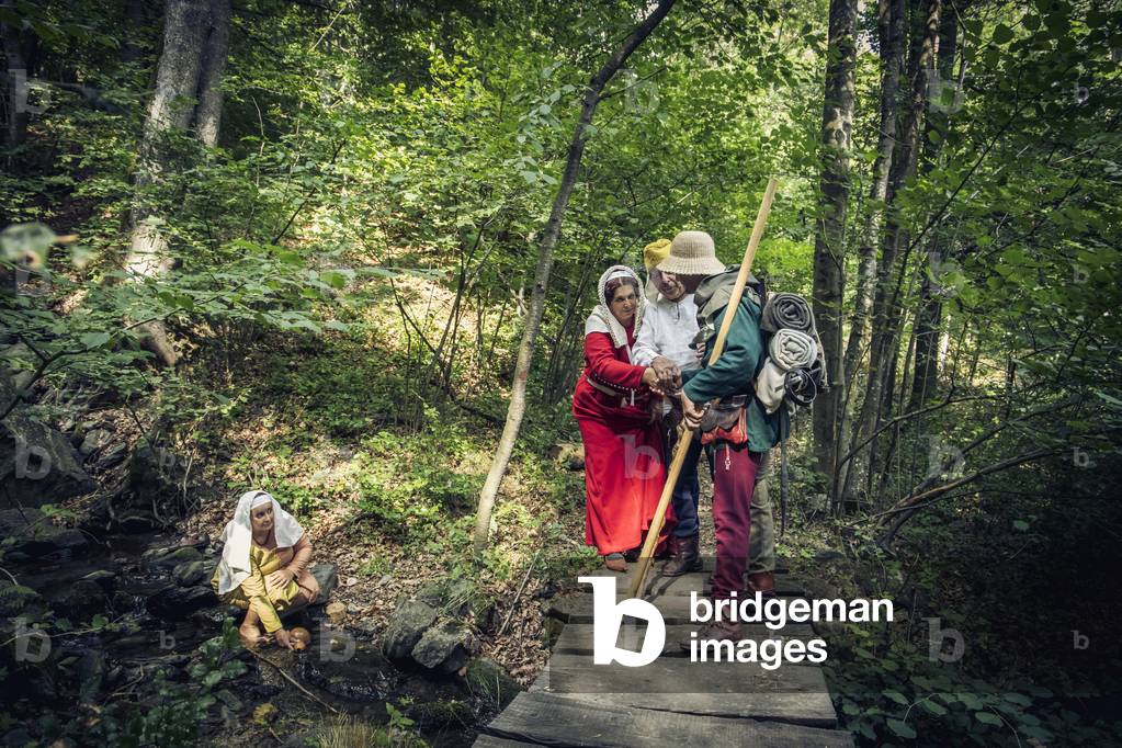 Rural civilization late 14th century: Blade merchant traveling to France. Italo-French Alpine Trails. Late 14th century, 2020 (photo)