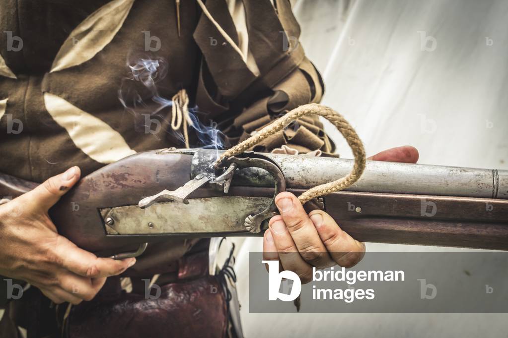 Civil and military customs and customs: Arcibugere, firearm maintenance, Castel Beseno, Trento, Italy (photo)