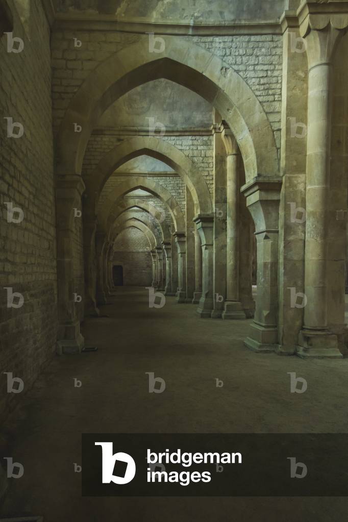 Interior abbey church of Fontenay, Fontenay Abbey, Burgundy, France (photo)
