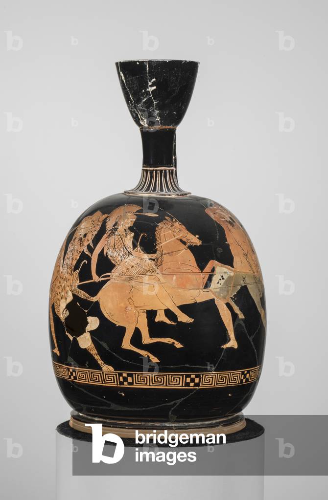 Oil flask (lekythos) with battle of Greeks and Amazons, c.430 BC (ceramic)