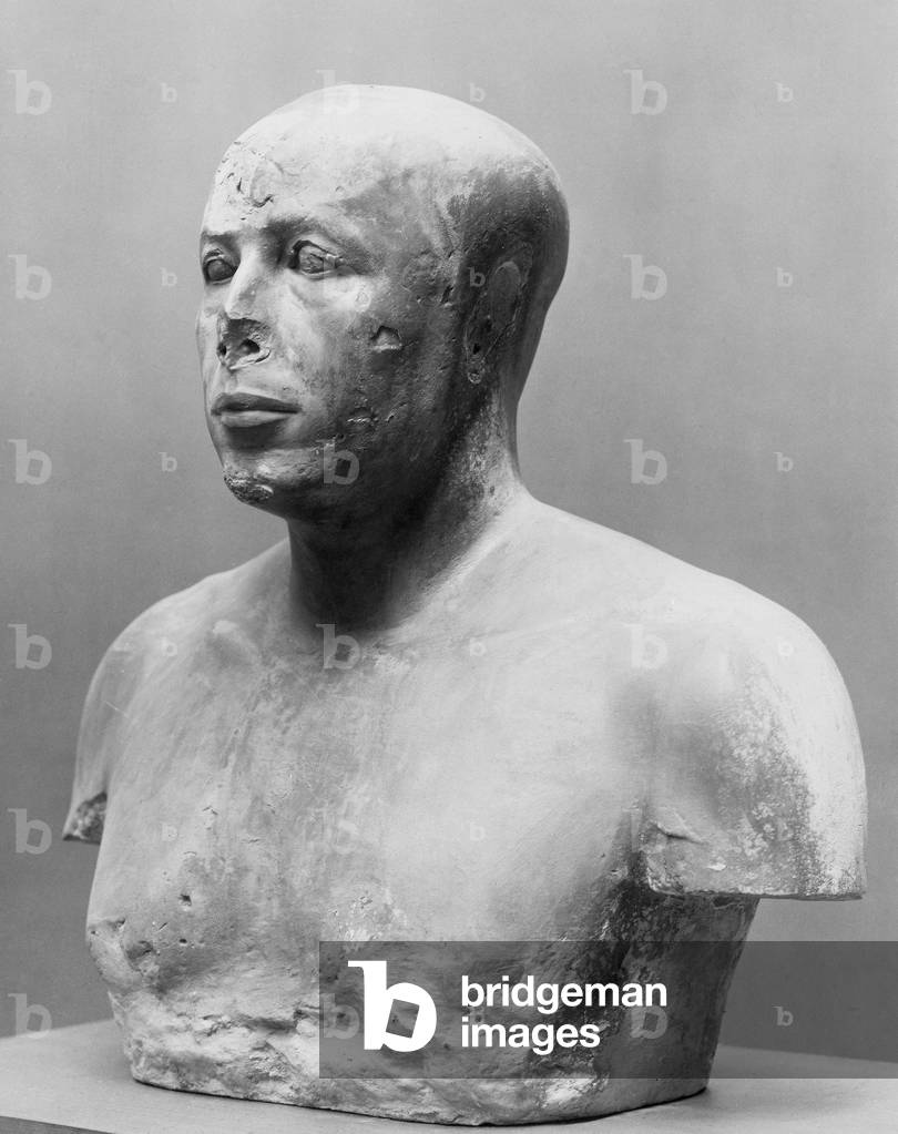 Bust of Prince Ankh-haf, found in Tomb G 7510, Giza, Egypt, Old Kingdom, reign of Khafre (Chephren) 2520-2494 BC (painted limestone) (see also 196425)