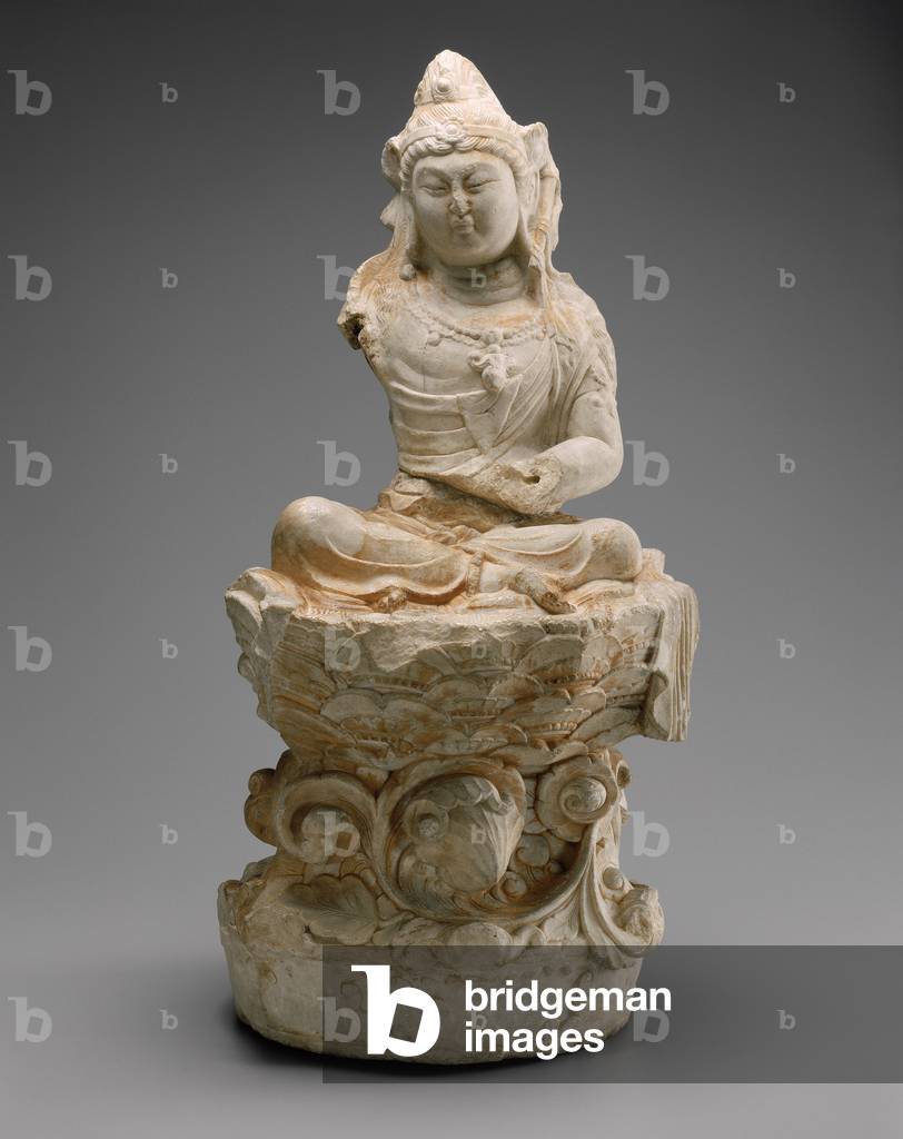 Bodhisattva on a Lotus Throne (white marble)