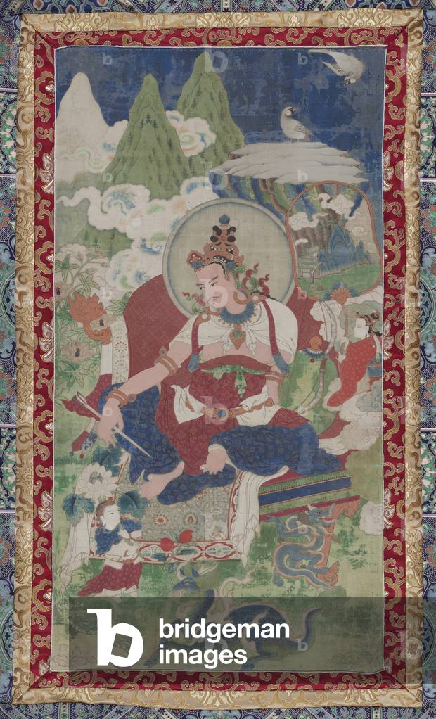 The Fifth Dharma (Religious) King of Shambhala, Sureshvara (Divine King), c.1650-99 (distemper on cotton)