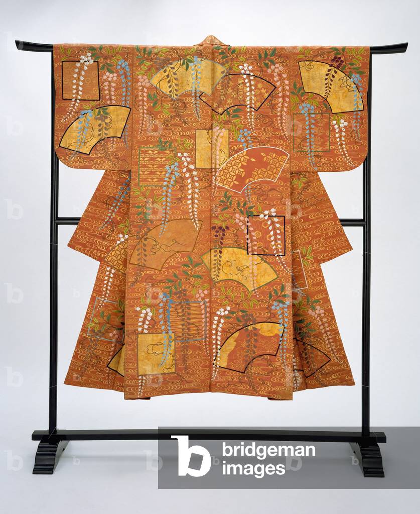 Noh costume (nuihaku) (silk embroidered with silk & stenciled with gold leaf)