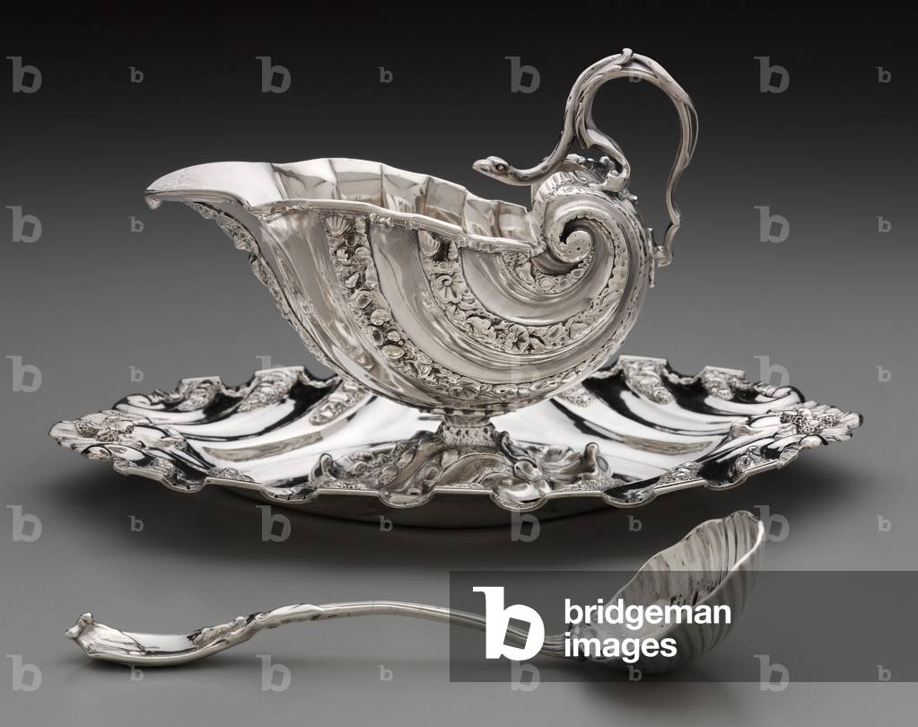 Sauceboat, Stand and Ladle, c.1746-47 (silver)