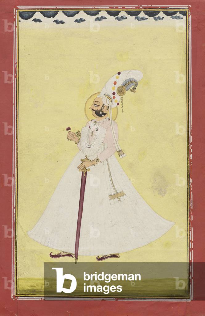Maharaja Ram Singh of Jodphur (1730-72), from Jodphur, Rajasthan, c.1750 (opaque w/c & gold on paper)