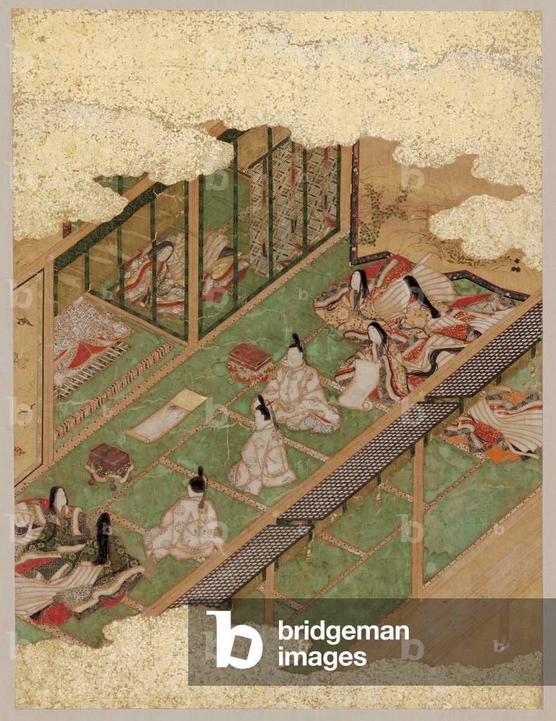 The Picture Contest from the Tale of Genji (ink, colour & gold on paper)