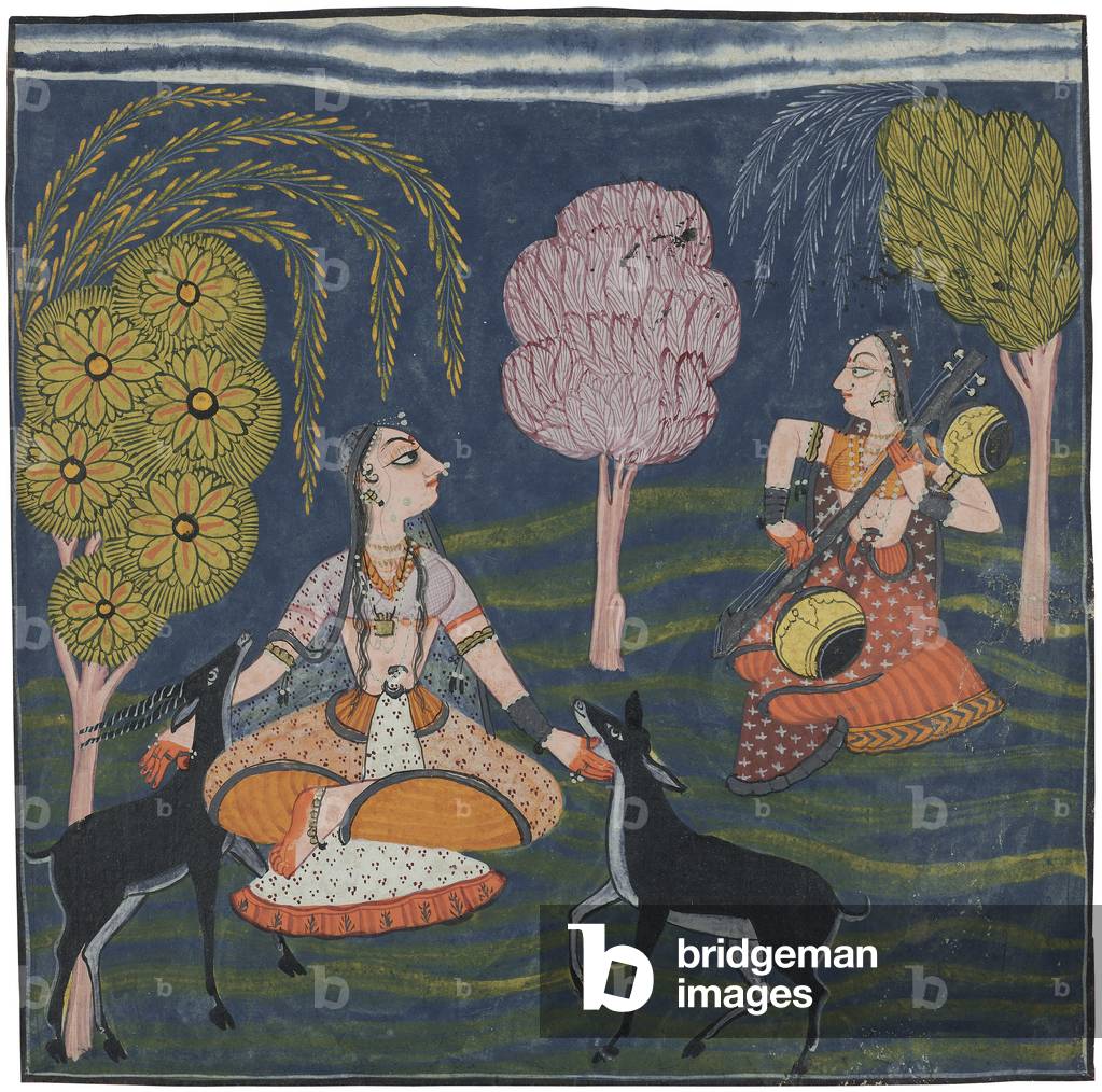 Gujari Ragini, from the Jammu Area, Junjab Hills, c.1700-10 (opaque w/c, gold & silver on paper)