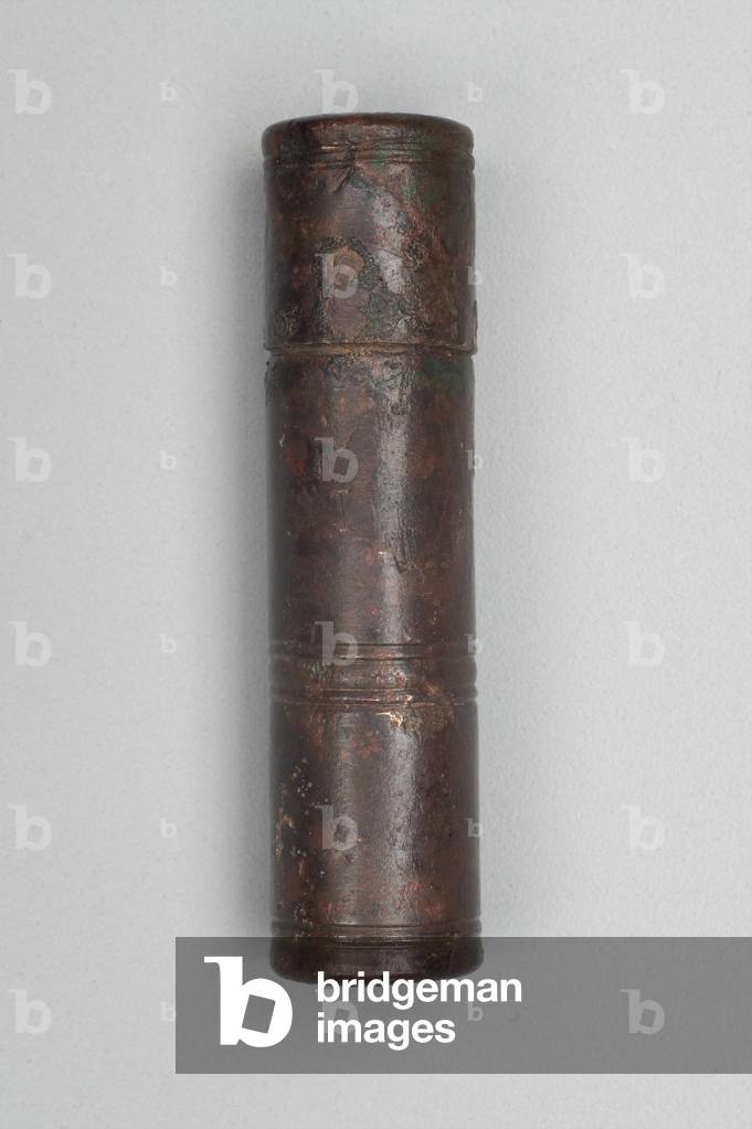 Cylindrical carrying case, one of an eleven-piece set of medical instruments, Imperial Period (bronze)