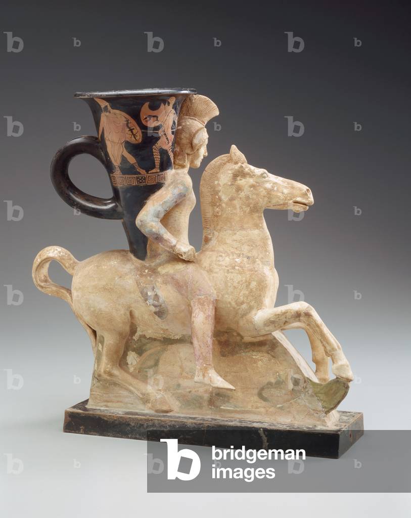 Rhyton in form of mounted Amazon, Classical Period, late 5th century BC (ceramic)