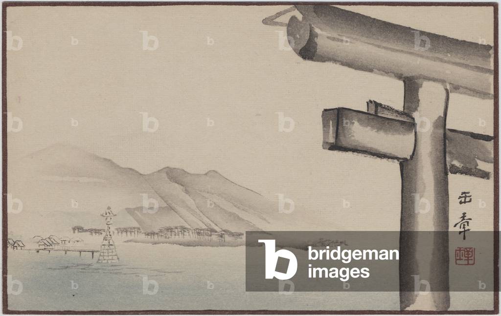 Itsukushima Shrine from the series Sunbikai Cards by Gyokusho (Gyokusho Sunga) (colour woodblock print) 