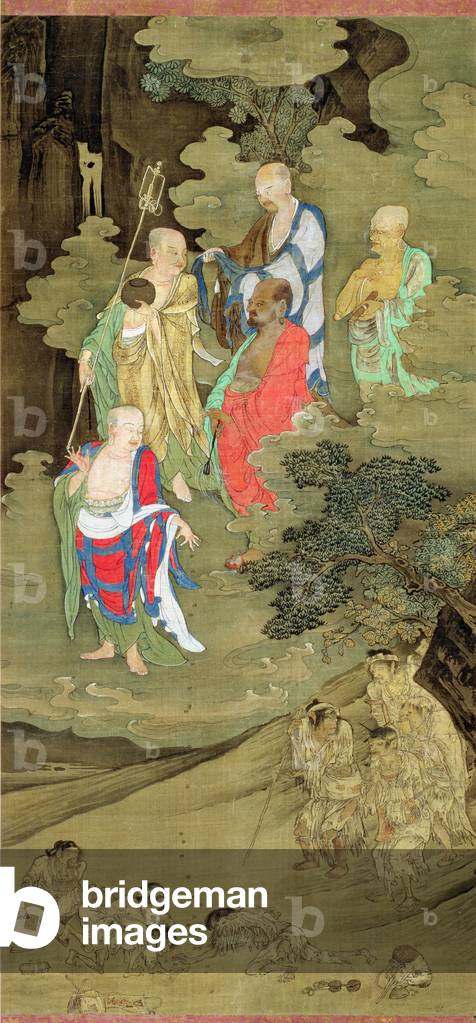 Lohans Bestowing Alms on Suffering Human Beings, Southern Song dynasty, China, c.1178 (ink & colour on silk)