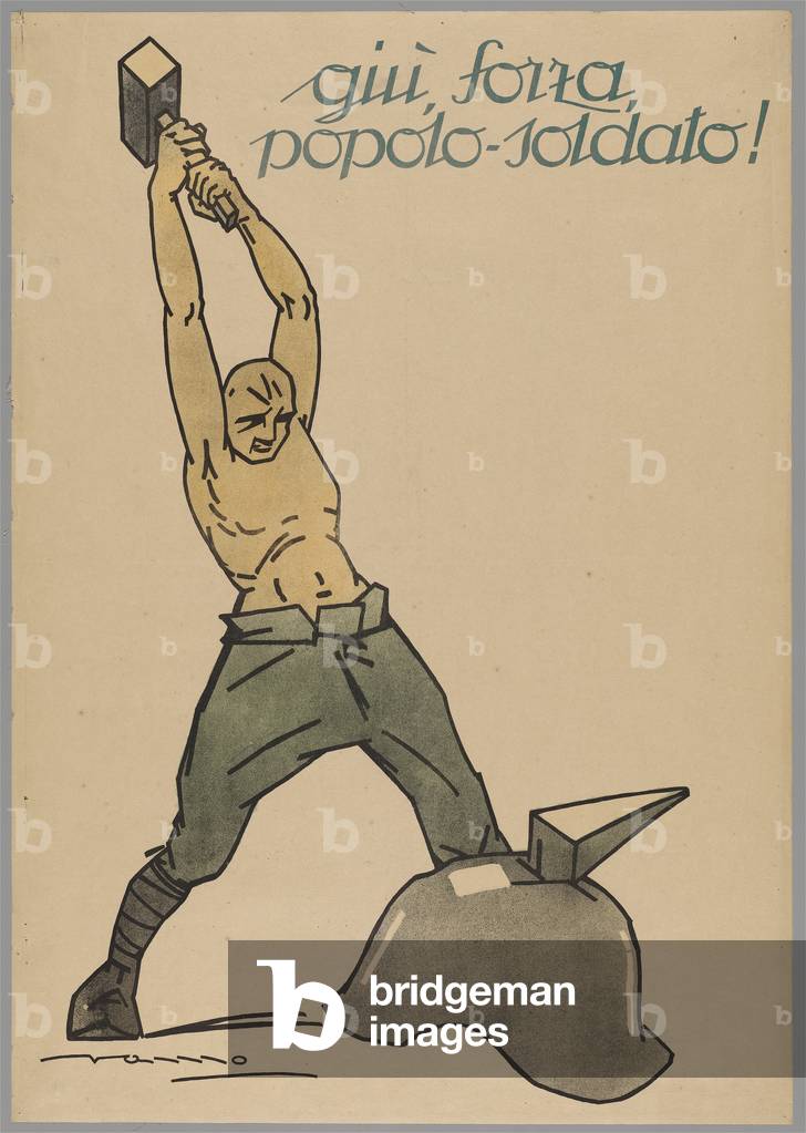 Giù, forza, popolo-soldato!, 1918 (colour litho)
