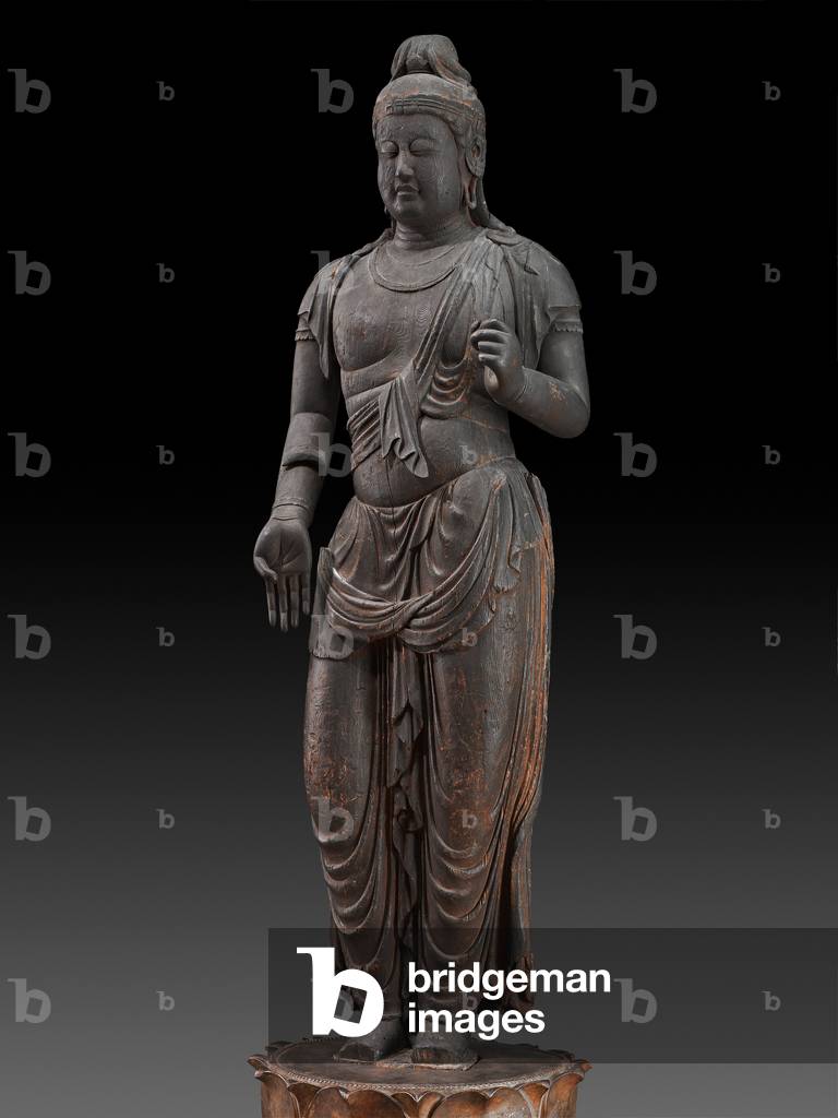 Bodhisattva, late 8th-early 9th century (Japanese cypress with polychrome)