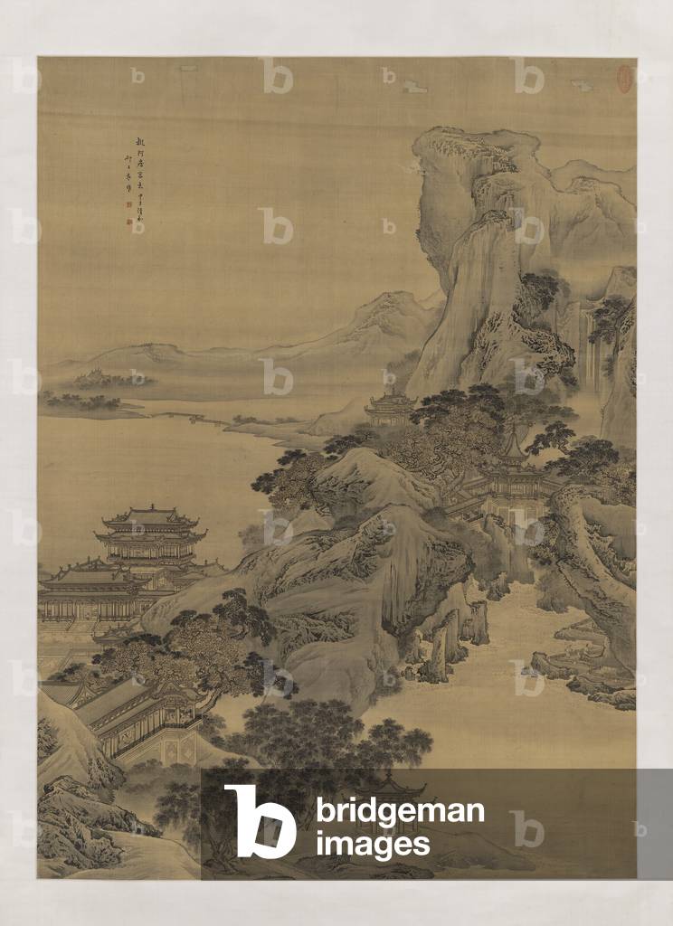 An imagined view of the E-pang Palace, 1744 (ink & colour on silk)