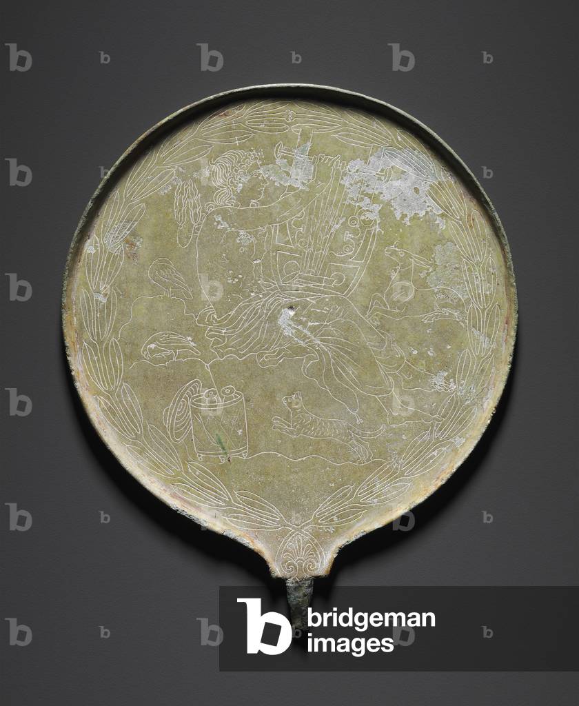 Mirror wth Orpheus, 400-350 BC (bronze)
