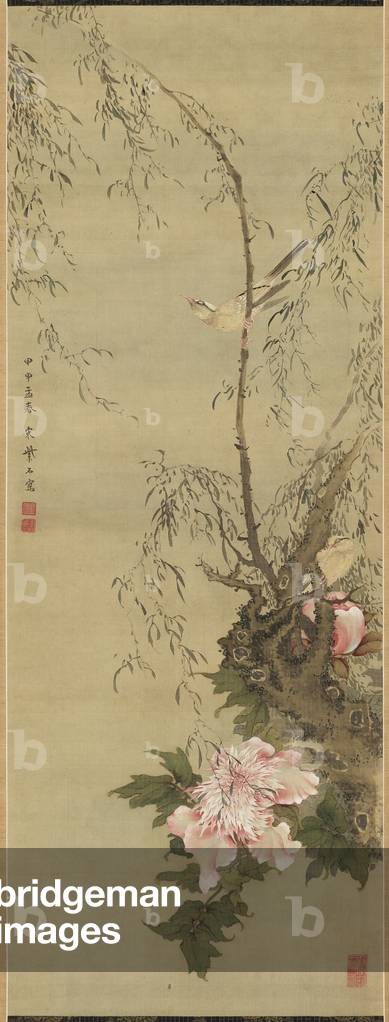 Willow, Flower and Bird, 1764 (ink & colour on silk)