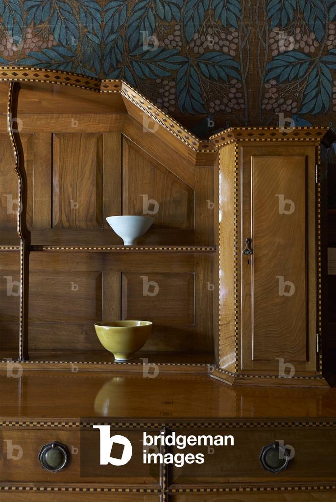 Detail of sideboard in English Walnut and ebony, Blackwell House, Bowness on Windemere, UK, 2014 (photo)