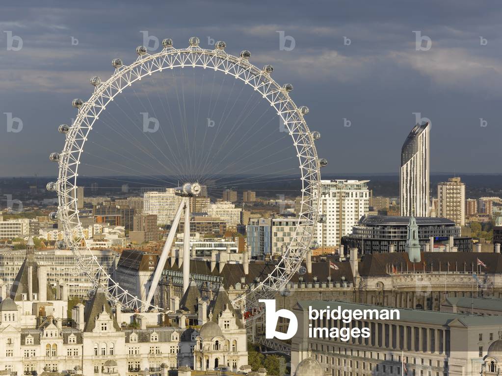 London Eye and skyline, London, UK (photo)