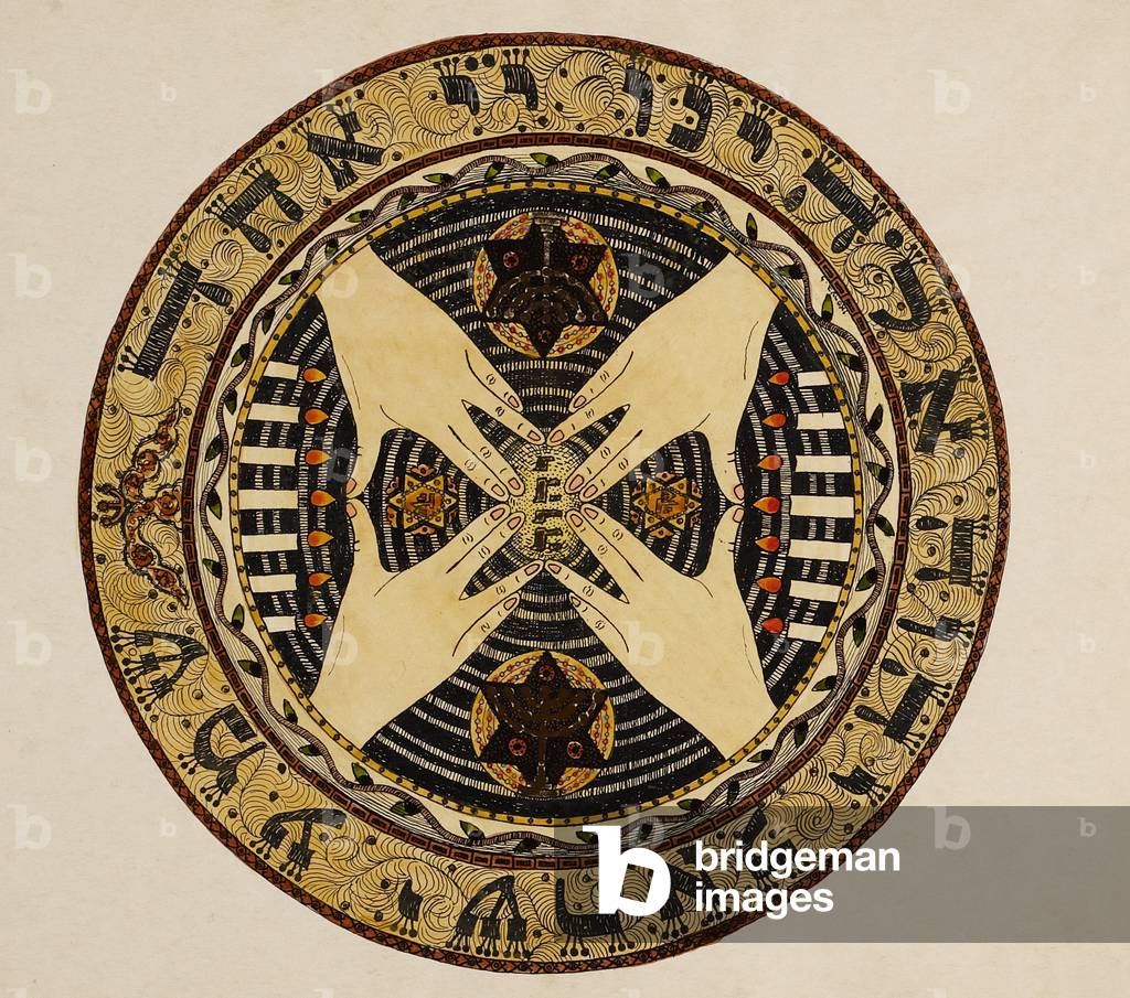 Ben Uri Album: Blessing over Shabbat Candles, 1915 (pen & ink on paper)