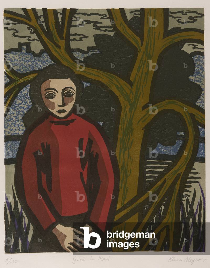 Girl in Red, 1990 (woodcut)