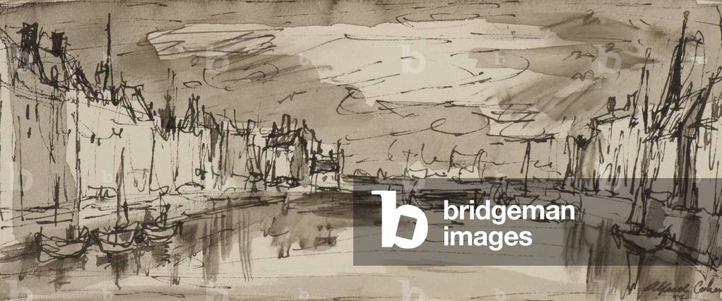Harbour Scene, 1957 (pen & ink, brush & wash on paper)