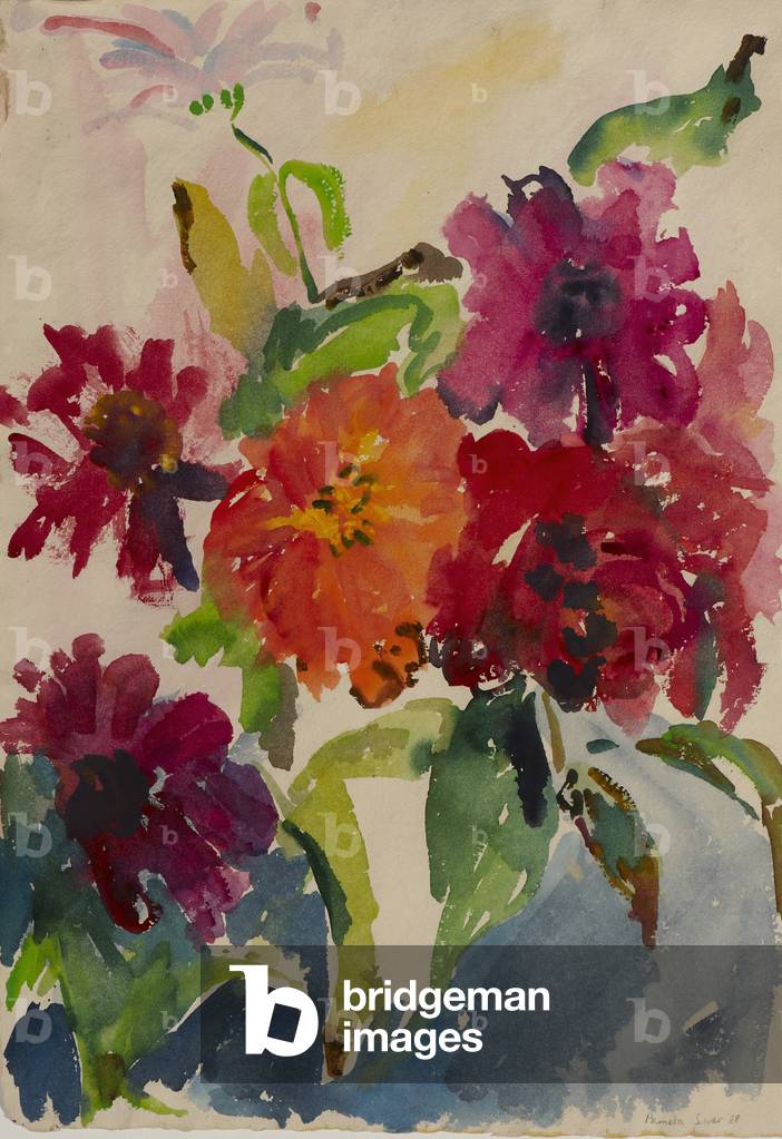 Zinnias, 1988 (w/c on paper)